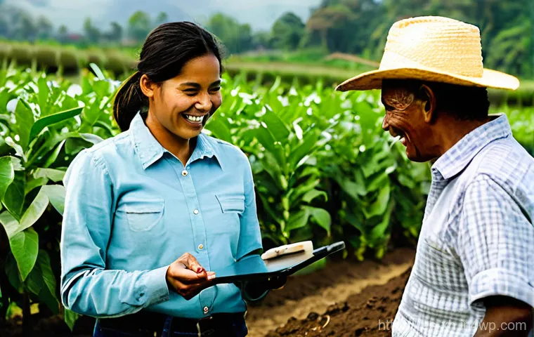 산림농업 시스템의 정책 제안 및 개선 방안 - **Prompt:** "A vibrant, sunny scene depicting a group of diverse farmers, men and women of various a...