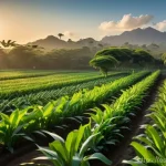Home 16 산림농업 시스템과 전통 지식의 조화 - **"A breathtaking, panoramic view of a vibrant Latin American agroforestry farm at dawn. Indigenous ...
