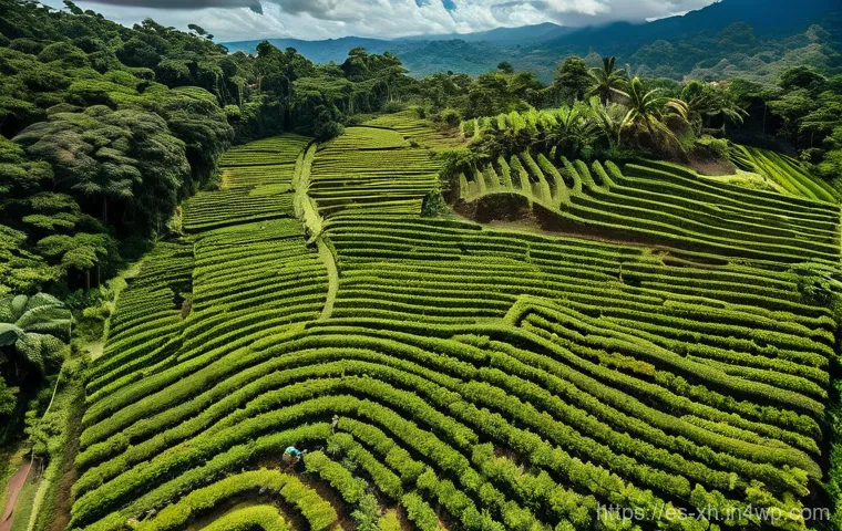 산림농업 시스템과 전통 지식의 조화 - **"A detailed, close-up perspective from ground level within a flourishing agroforestry system, set ... 산림농업 시스템과 전통 지식의 조화 - **"A detailed, close-up perspective from ground level within a flourishing agroforestry system, set ...