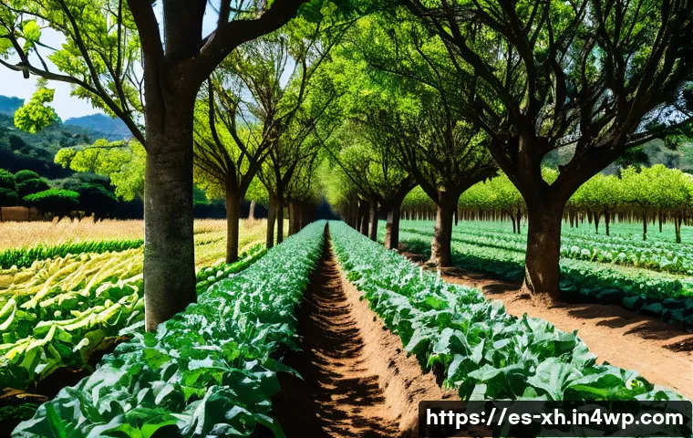 산림농업 시스템의 통합적 접근법 - A vibrant agroforestry farm in a rural Spanish-speaking Latin American region, showcasing a harmonio...
