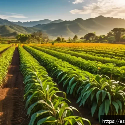 Home 30 산림농업 시스템의 농업생태학적 원리 - A vibrant agroforestry farm in a Latin American rural setting during golden hour, showcasing rows of...